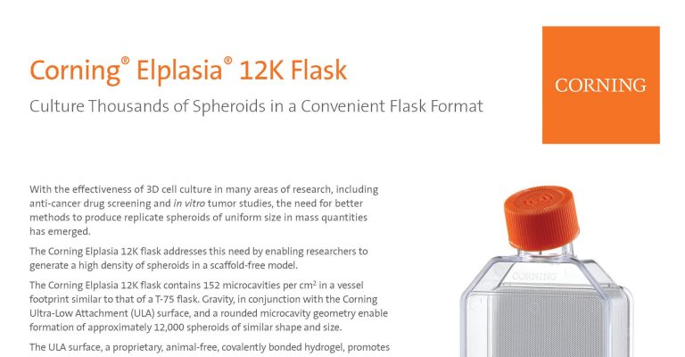 Corning Elplasia 12K Flask Product Information Sheet