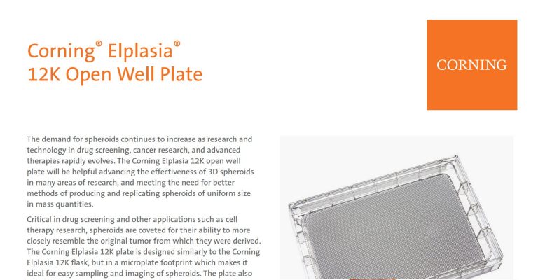 Elplasia 12K Open Well Plate Product Information Sheet