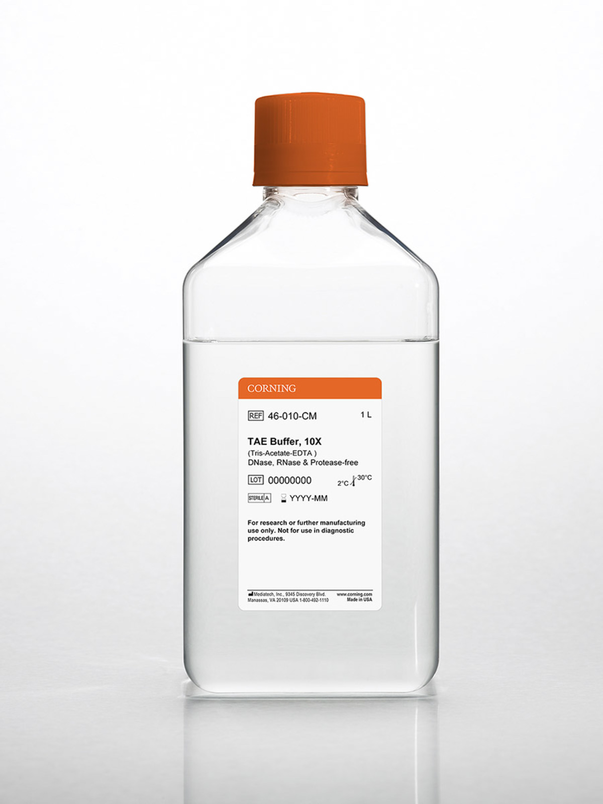 Skiën meten borst Corning® 1L 10x TAE Buffer, Liquid, pH 8.3 ± 0.1 RNase-/DNase- and  protease-free | Corning