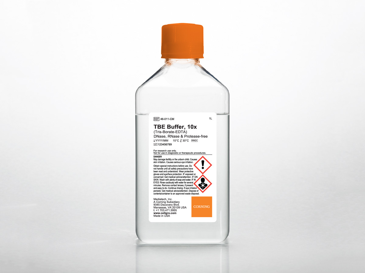 Corning® 1L 10x TBE Buffer, Liquid, pH 8.4 ± 0.1 RNase-/DNase- and protease-free