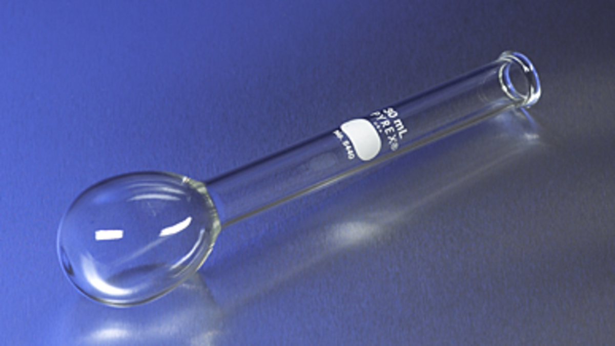 PYREX® 30 mL Round Bottom Micro Kjeldahl Flask with Long Neck