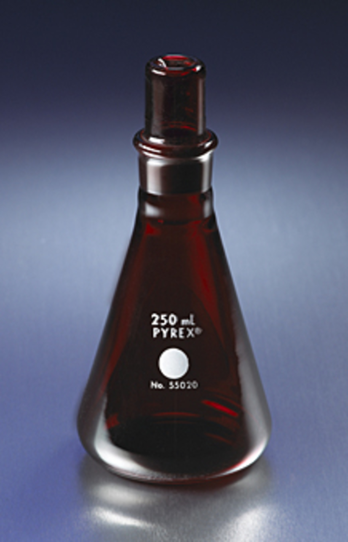 PYREX® 250 mL Low Actinic Narrow Mouth Erlenmeyer Flask with PYREX® Standard Taper Stopper