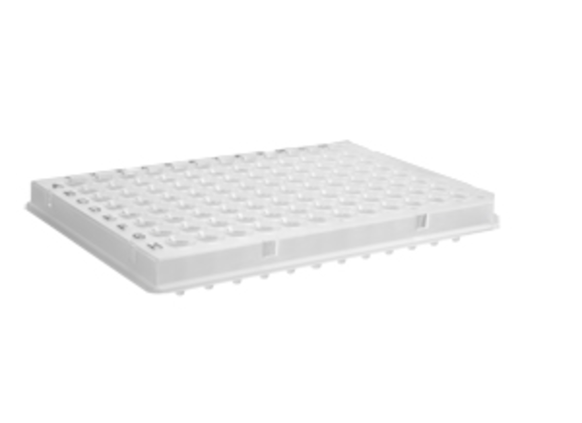 Axygen® 96 Well Polypropylene PCR Microplate with Bar Code, Compatible with ABI, Low Profile, Half Skirt, Clear, Nonsterile