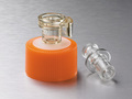 Corning® 33 mm Polyethylene Filling Cap with a Female MPC Polycarbonate with a 1/4“ (6.4 mm) ID Coupling and a Male MPC Polycarbonate End Cap