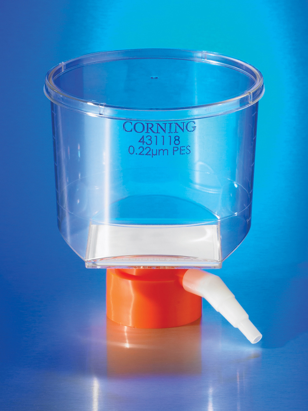 431118 | Corning® 500 mL Bottle Filter, 0.22 µm Pore 33.2cm² Membrane, Fits 45 mm Diameter Necks, Sterile, 12/Case | Corning