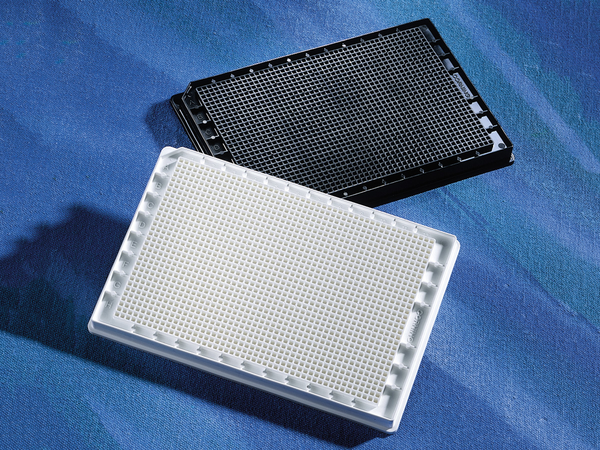 Microplate, 1536 Well, Polystyrene, 12.5 µL, Black/Clear Flat Bottom, Low Base, TC-Treated, with Lid