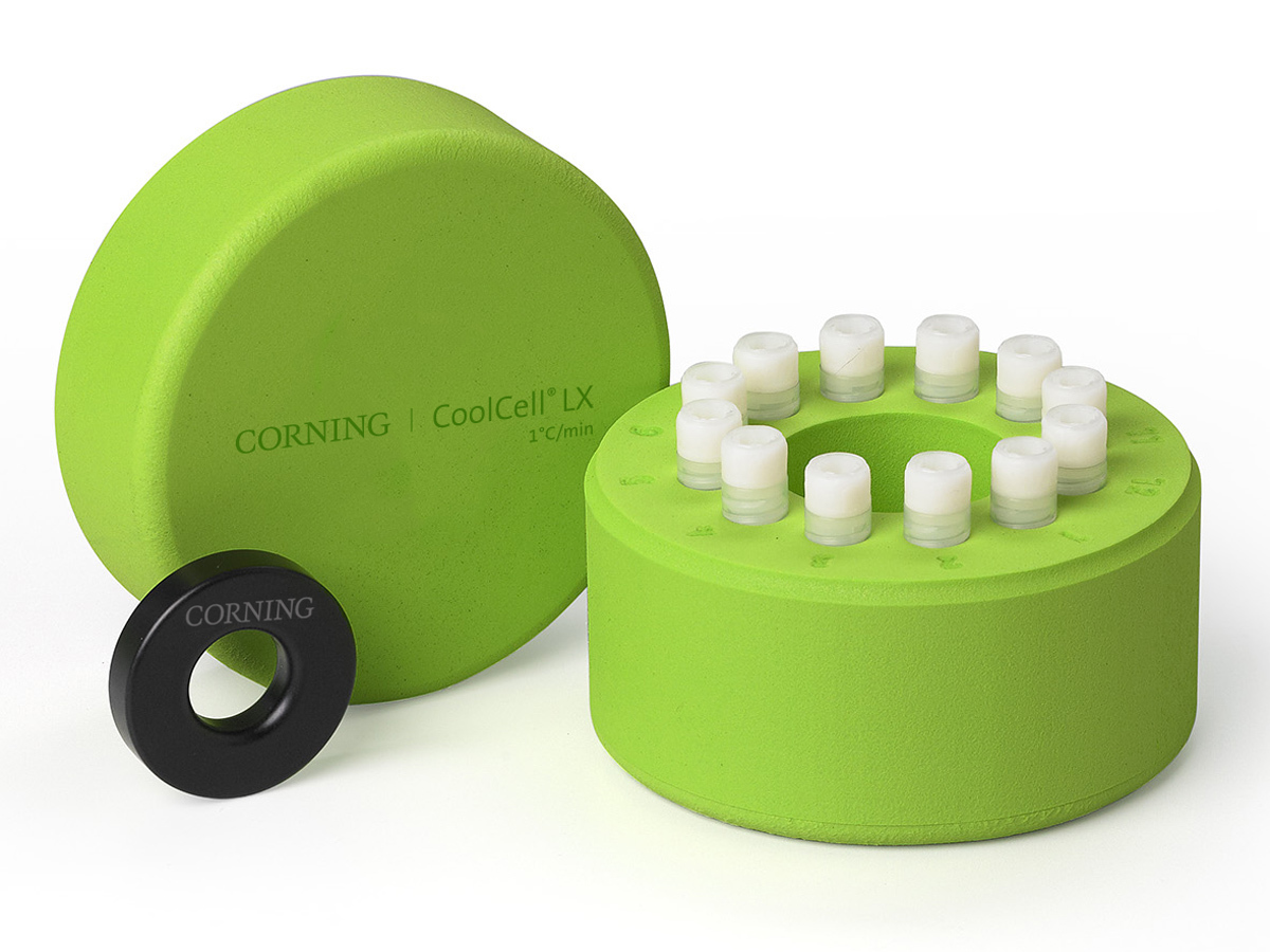 CoolCell® LX,. green Cell Freezing Container, for 12 x 1ml or 2ml cryogenic vials, 1 x 1