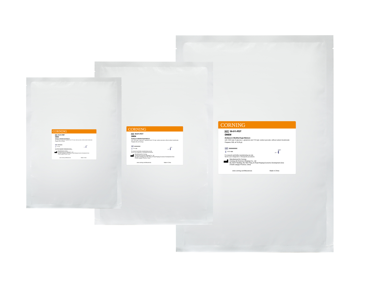 Corning® 100L DMEM, [+] 1000 mg/L D-glucose, L-glutamine, 110 mg/L sodium pyruvate, [-] sodium bicarbonate