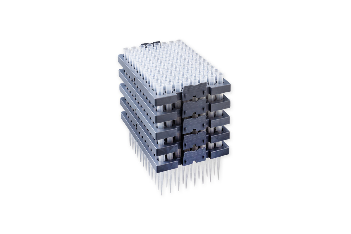 Corning® DeckWorks 1 - 200 µL Pipet Tips, Graduated, Reload Starter Kit, Natural, Nonsterile, Polypropylene, 96 Tips/Deck, 10 Decks/Pack, 960 Tips/Pack, 1Pack/Case and 10 Empty Racks/Case