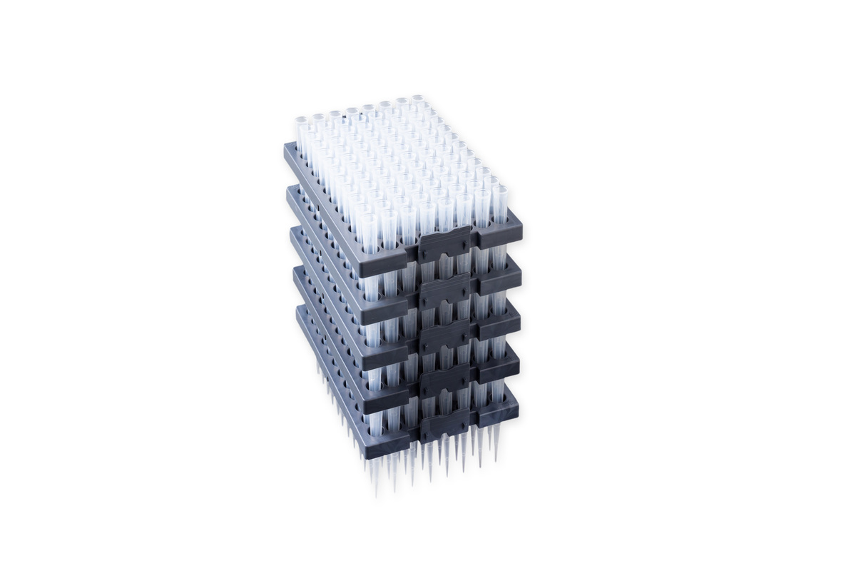 Corning® DeckWorks 1 - 300 µL Pipet Tips, Graduated, Reload Starter Kit, Natural, Nonsterile, Polypropylene, 96 Tips/Deck, 10 Decks/Pack, 960 Tips/Pack, 1 Pack/Case and 10 Empty Racks/Case
