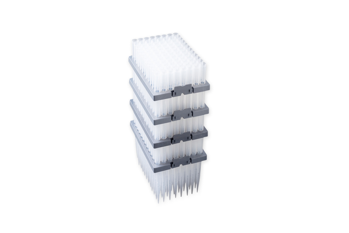 Corning® DeckWorks 1000 µL Pipet Tips (max working volume 1250 µL), Graduated, Reload Starter Kit, Natural, Nonsterile, Polypropylene, 96 Tips/Deck, 8 Reloads/Pack, 1 Pack/Case, 768 Tips/Pack, 768 Tips/Case and 8 Empty Racks/Case