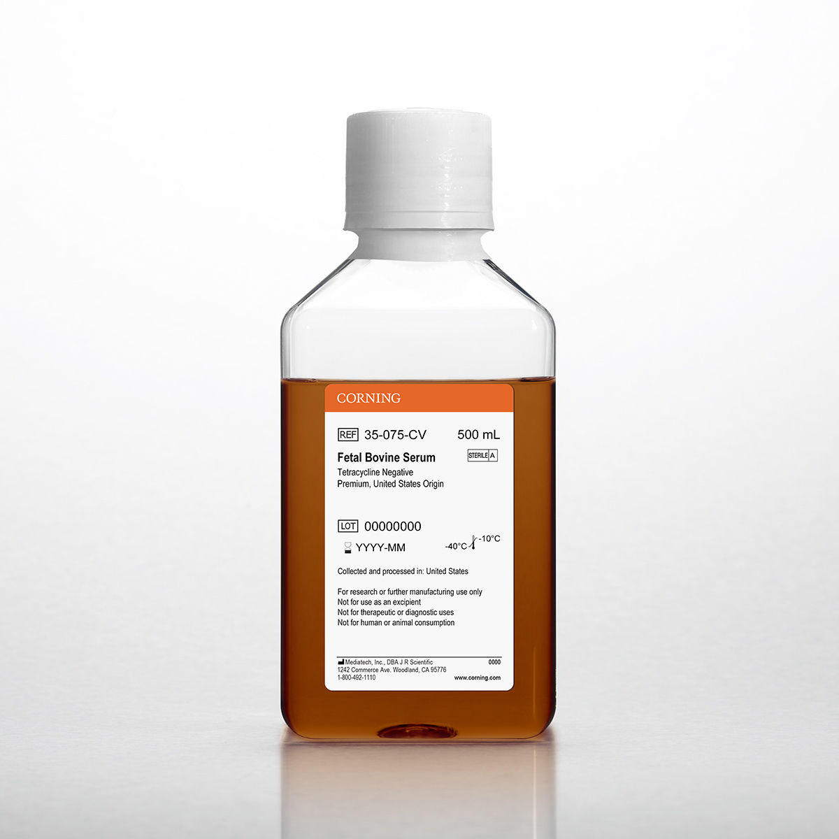Corning® Fetal Bovine Serum, 500 mL, Premium, United States Origin (Tetracycline Negative)
