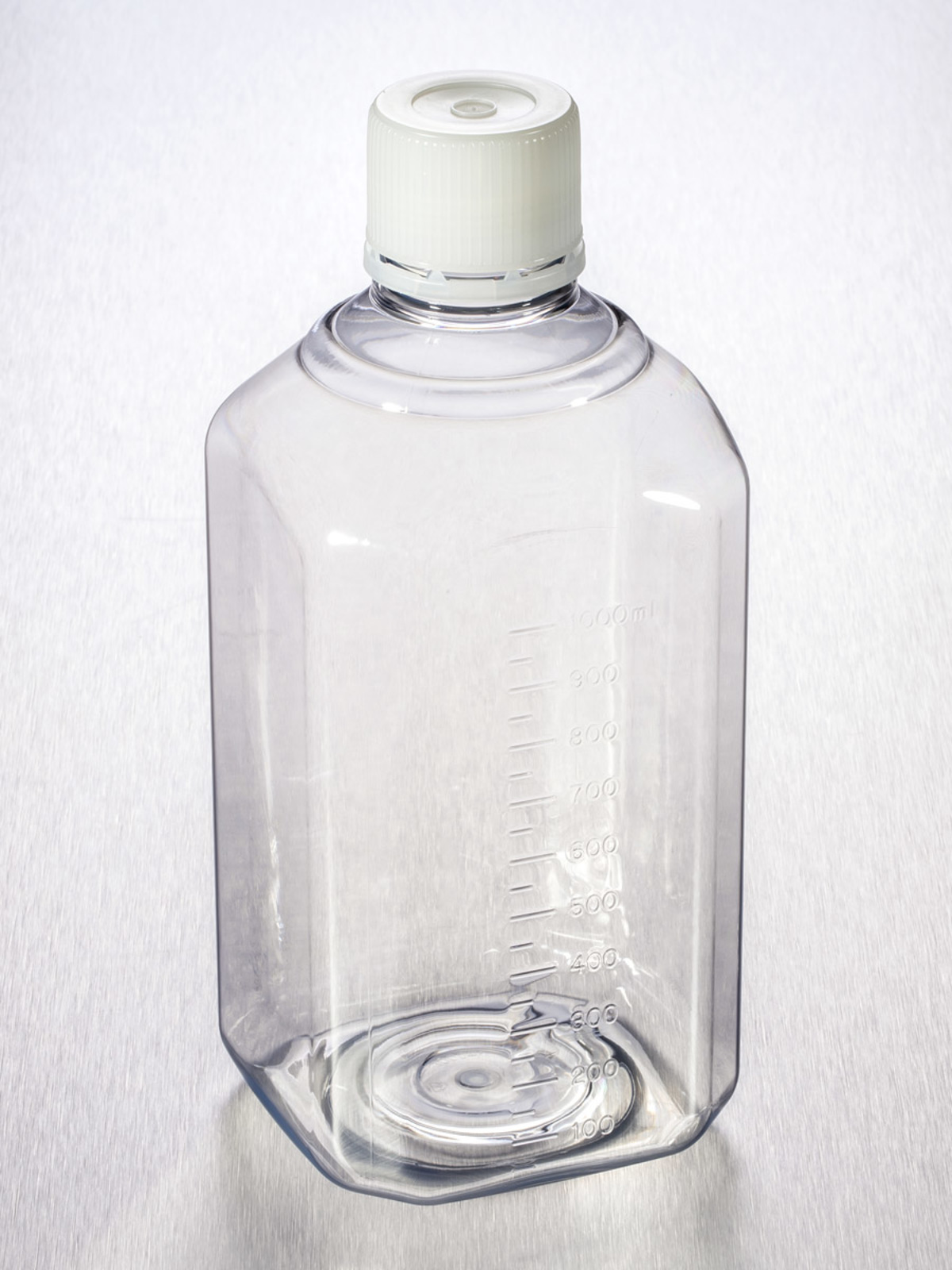 Corning® Gosselin™ Octagonal PET Bottle, 1 L, Graduated, 31 mm Tamper-evident Cap, Sterile, Pre-Assembled, 12/Pack, 48/Case
