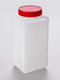 Corning® Gosselin™ Square HDPE Bottle, 2 L, Graduated, 73 mm Red Cap with Wad, Assembled, 50/Case