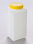 Corning® Gosselin™ Square HDPE Bottle, 2 L, Graduated, 73 mm Yellow Cap with Wad, Assembled, 50/Case