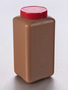 Corning® Gosselin™ Square HDPE Bottle, 2 L, Brown, Graduated, 73 mm Red Cap with Wad, Assembled, 50/Case