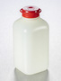 Corning® Gosselin™ Square HDPE Bottle, 500 mL, Graduated, 29 mm Red Tamper-evident Hinged Plug, Assembled, Sterile, 100/Case