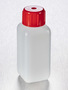 Corning® Gosselin™ Square HDPE Bottle, 100 mL, 20 mm Red Cap, Assembled, 300/Case