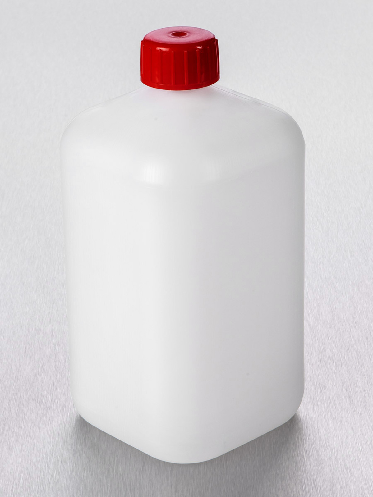 Corning® Gosselin™ Square HDPE Bottle, 2 L, 26 mm Red Cap, Assembled, 45/Case