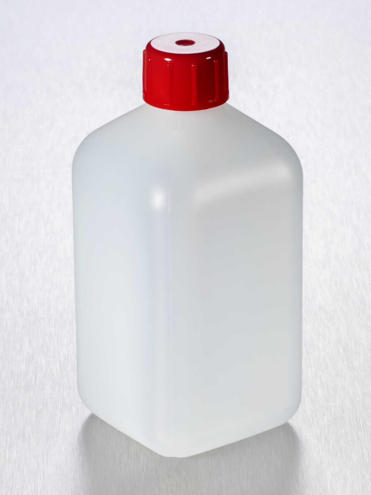 Corning® Gosselin™ Square HDPE Bottle, 500 mL, 20 mm Red Cap, Non-assembled, 100/Case