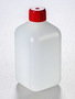 Corning® Gosselin™ Square HDPE Bottle, 500 mL, 20 mm Red Cap, Assembled, 100/Case