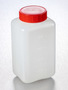 Corning® Gosselin™ Square HDPE Bottle, 1 L, Graduated, 58 mm Red Cap with Seal, Assembled, Sterile, 90/Case