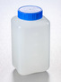 Corning® Gosselin™ Square HDPE Bottle, 1 L, Graduated, 58 mm Blue Cap with Seal, Assembled, 90/Case