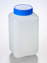 Corning® Gosselin™ Square HDPE Bottle, 1 L, Graduated, 58 mm Blue Cap with Seal, Assembled, Sterile, 90/Case