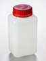 Corning® Gosselin™ Square HDPE Bottle, 1 L, Graduated, 55 mm Red Tamper-evident Cap with Wad, Assembled, 85/Case