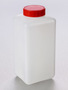 Corning® Gosselin™ Square HDPE Bottle, 2 L, Graduated, 58 mm Red Cap with Seal, Assembled, Sterile, 50/Case