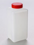 Corning® Gosselin™ Square HDPE Bottle, 2 L, Graduated, 58 mm Red Cap with Wad, Assembled, Sterile, 50/Case