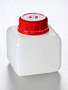 Corning® Gosselin™ Square HDPE Bottle, 250 mL, 37 mm Red Cap with Wad, Non-assembled, 130/Case