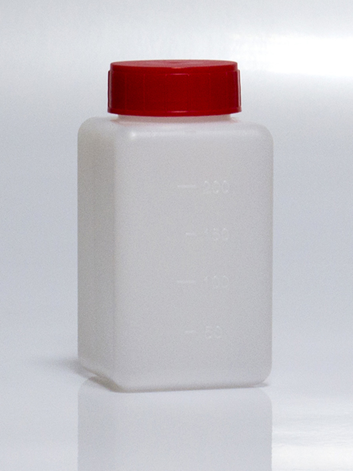 Corning® Gosselin™ Square HDPE Bottle, 250 mL, Graduated, 37 mm Red Cap, Assembled, Sterile, 210/Case
