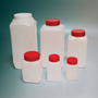 Corning® Gosselin™ Square HDPE Bottle, 250 mL, Graduated, 37 mm Red Cap with Wad, Assembled, Sterile, 210/Case