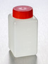 Corning® Gosselin™ Square HDPE Bottle, 250 mL, Graduated, 37 mm Red Cap with Wad, Assembled, Sterile, 182/Case
