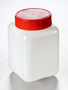 Corning® Gosselin™ Square HDPE Bottle, 500 mL, Graduated, 58 mm Red Cap with Shaped Seal, Assembled, 175/Case
