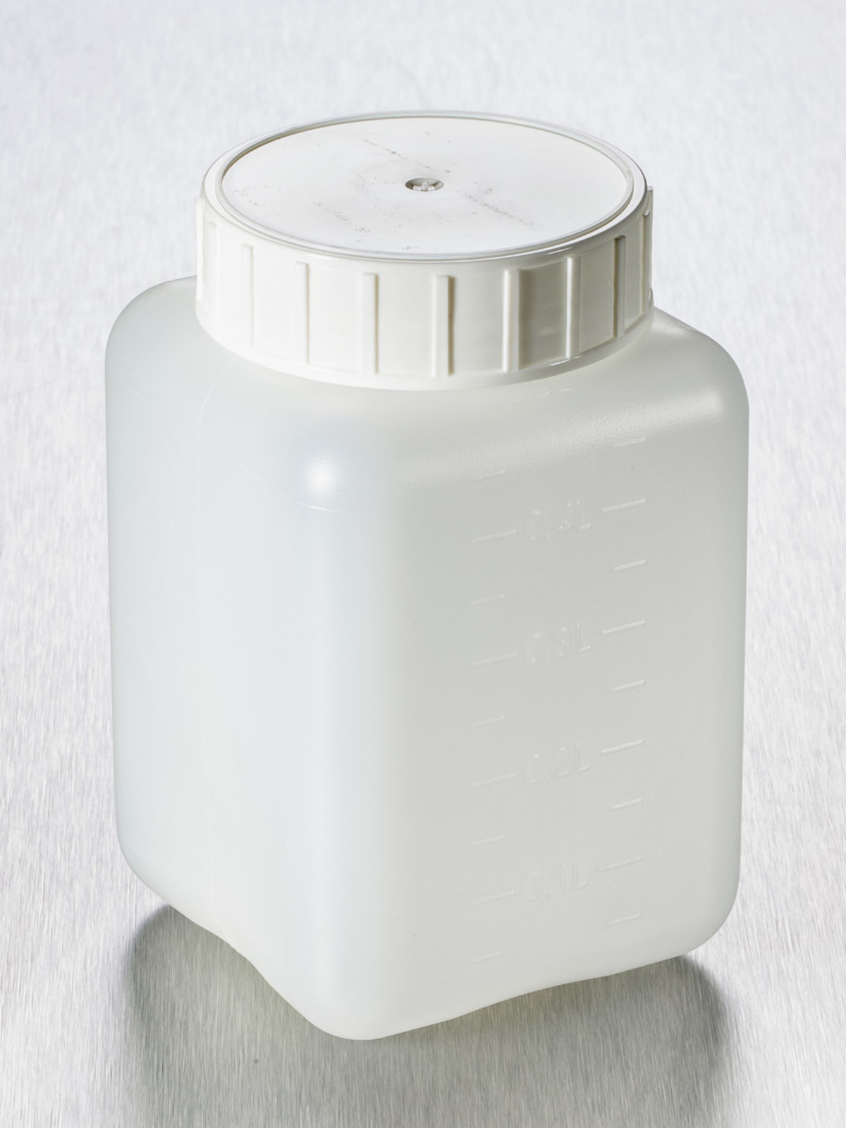 Corning® Gosselin™ Square HDPE Bottle, 500 mL, Graduated, 58 mm White Cap with Seal, Assembled, 175/Case