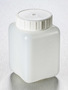 Corning® Gosselin™ Square HDPE Bottle, 500 mL, Graduated, 58 mm White Cap with Wad, Assembled, 175/Case