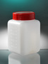 Corning® Gosselin™ Square HDPE Bottle, 500 mL, Graduated, 58 mm Blue Cap with Seal, Assembled, Sterile, 175/Case