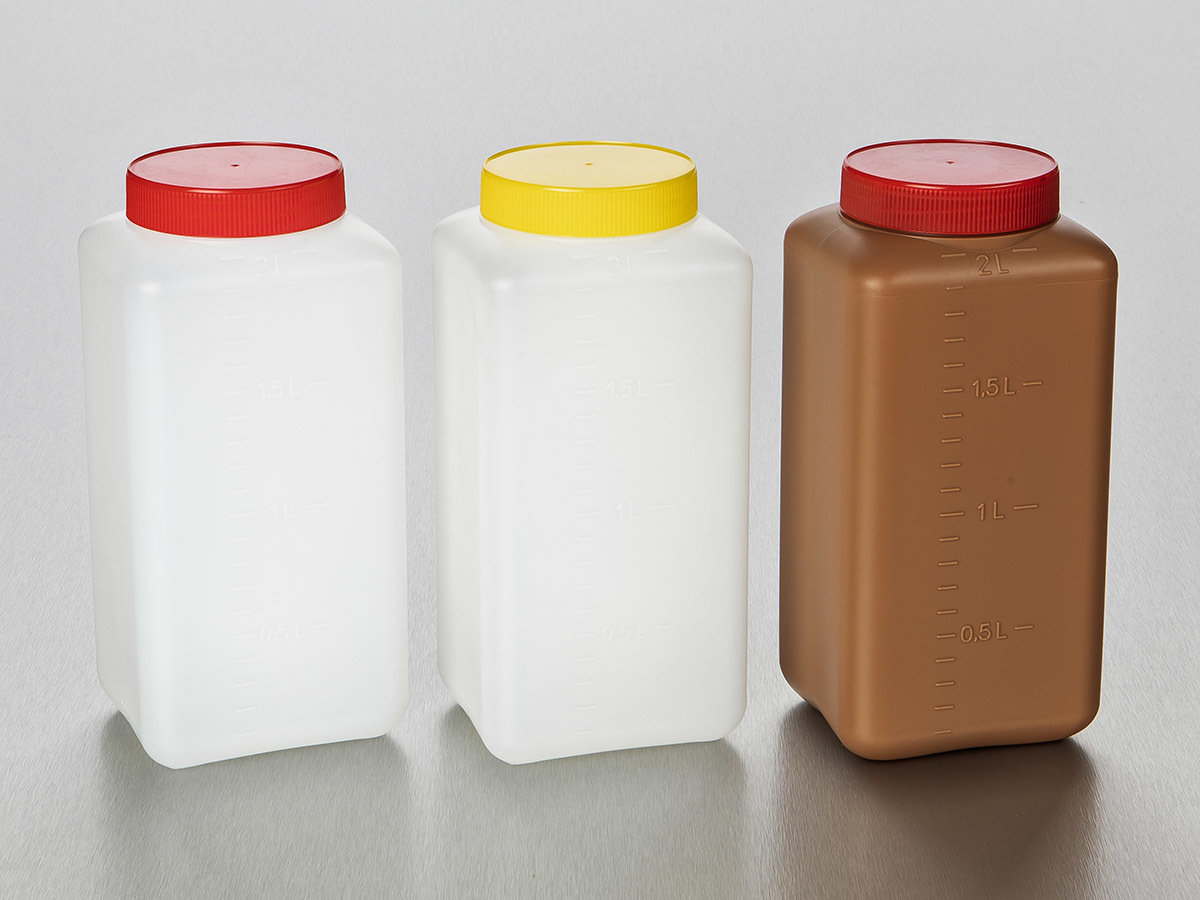 Corning® Gosselin™ Rectangular HDPE Bottle, 250 mL, Graduated, 20 mm White Tamper-evident Cap with Seal, Assembled, 312/Case