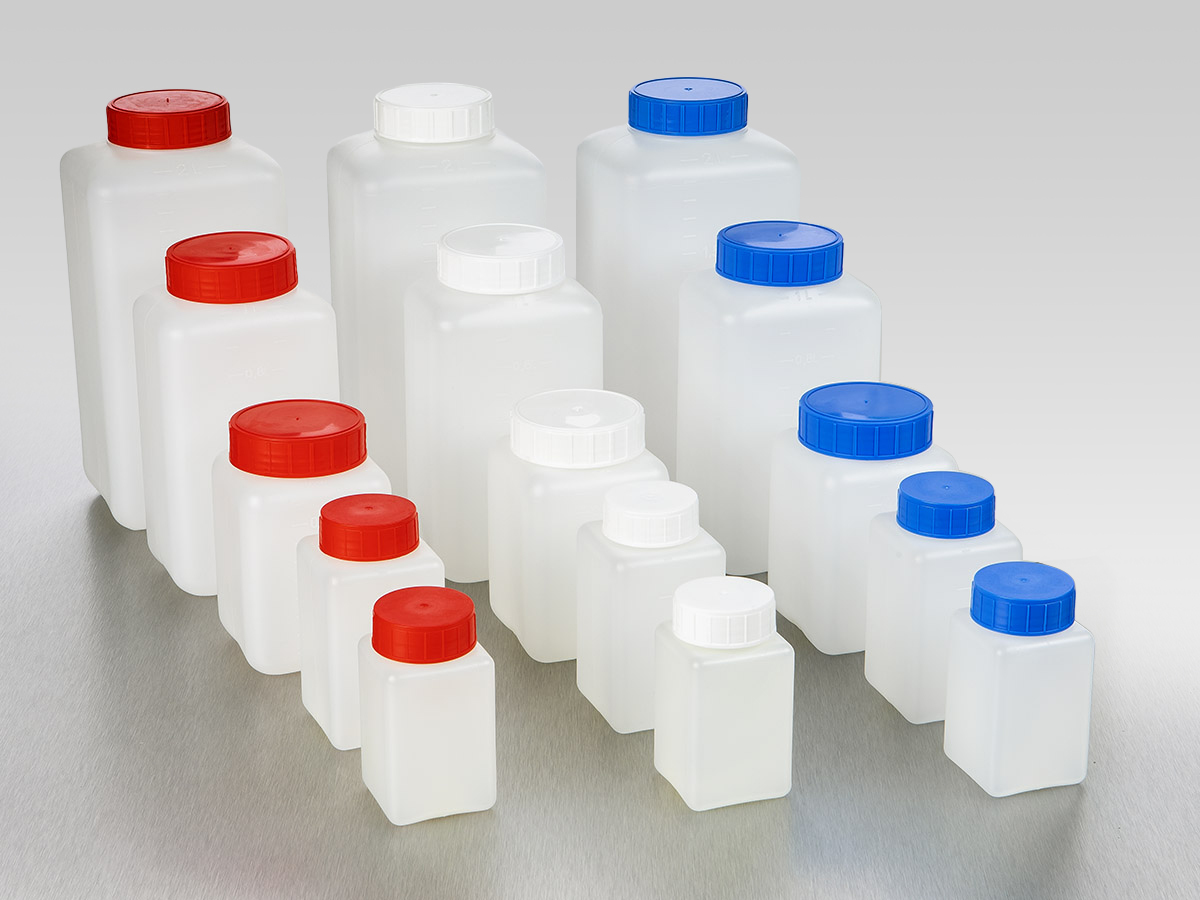 Corning® Gosselin™ 长方形HDPE瓶,250 mL,带刻度,20 mm白色带密封圈防启封盖,预装,312/箱