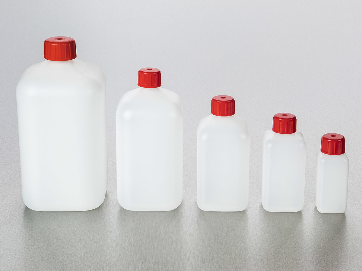 Corning® Gosselin™ 长方形HDPE瓶,250 mL,带刻度,20 mm白色带密封圈防启封盖,预装,312/箱