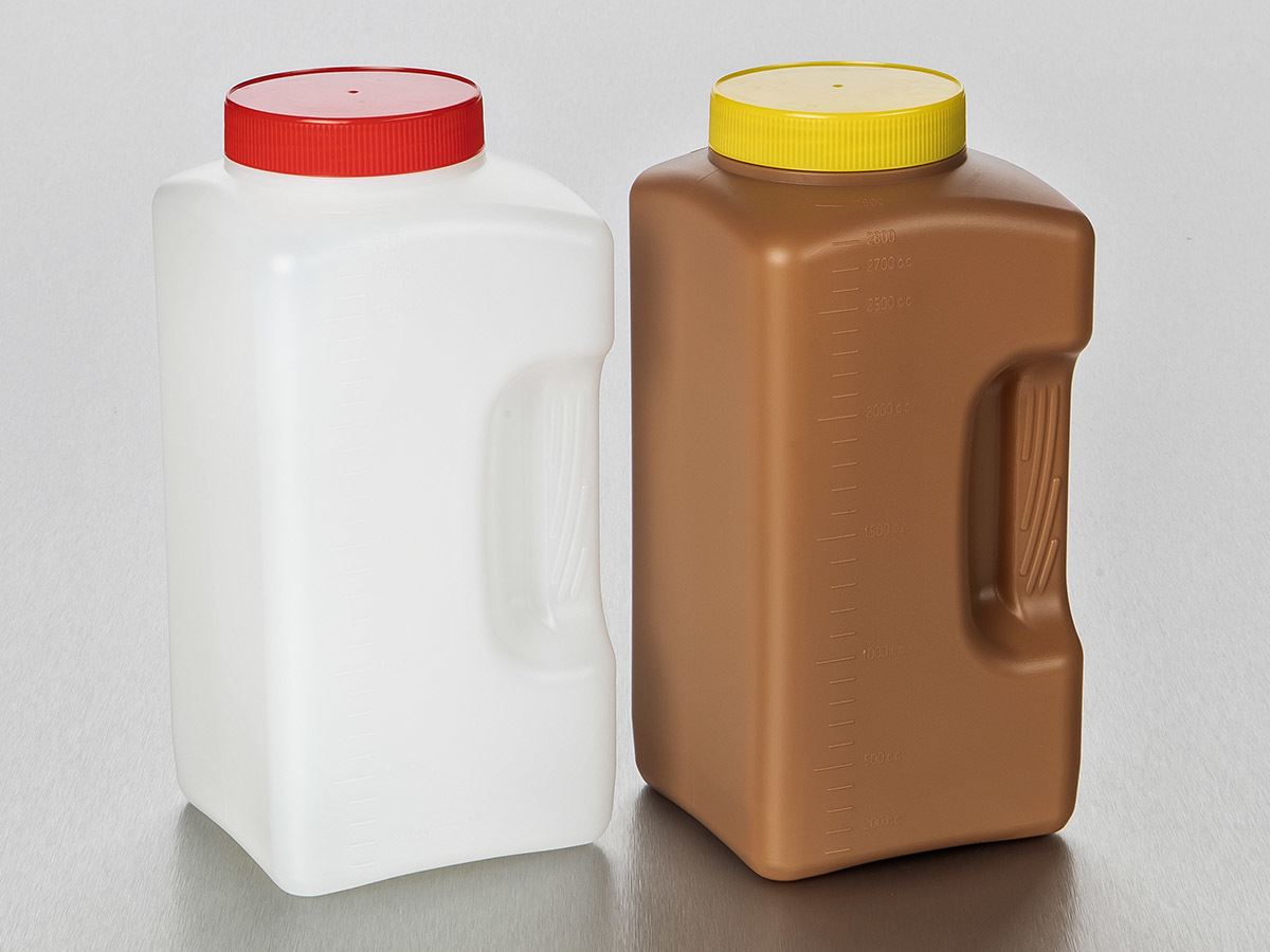 Corning® Gosselin™ 长方形HDPE瓶,250 mL,带刻度,20 mm白色带密封圈防启封盖,预装,312/箱