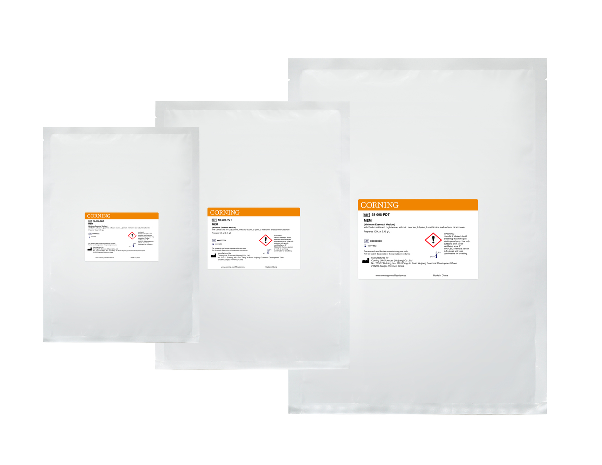 Corning® 100L MEM, [+] Earle's salts, L-glutamine, [-] L-leucine, L-lysine, L-methionine, sodium bicarbonate