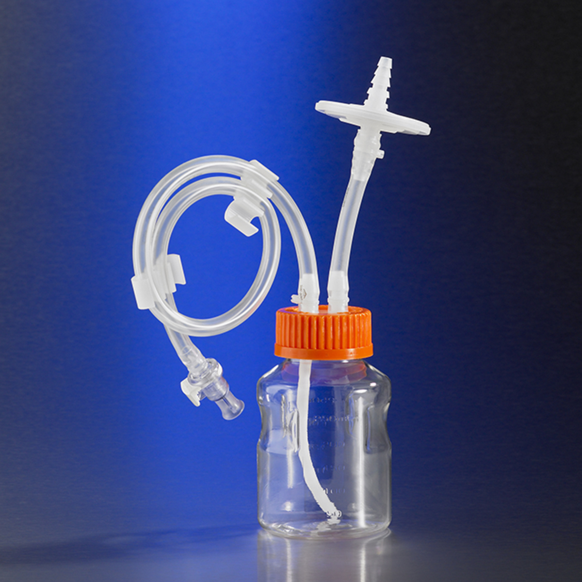 Corning® 250 mL Easy Grip Polystyrene Storage Bottles with Dip Tube, with 0.2 µm PTFE Filter, MPC
