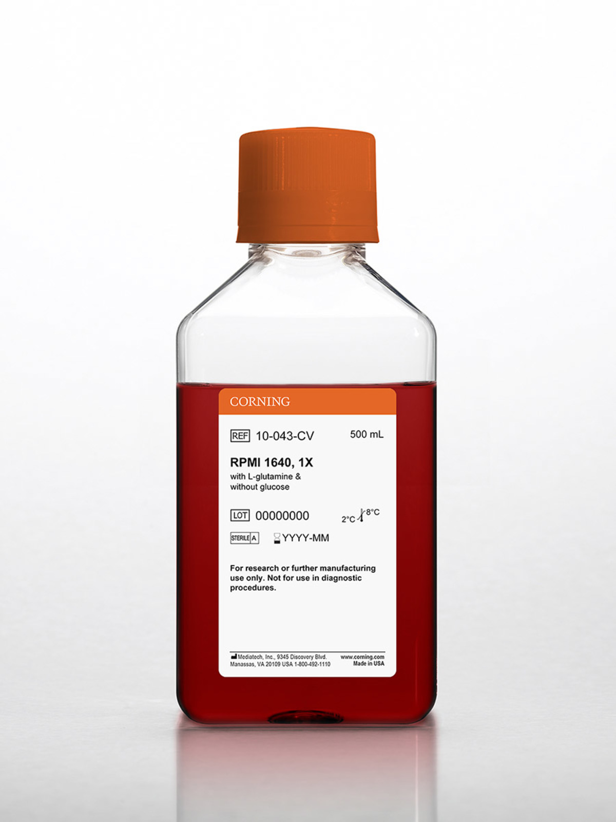 500 mL RPMI 1640 with L-glutamine, without glucose