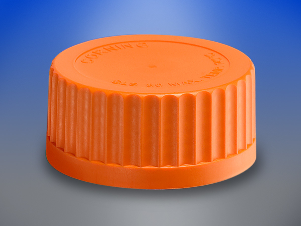 1395-32LTC | Corning®スクリューキャップ(PYREX® 広口メジュームびん用) GL-32 オレンジPPキャップ | Corning