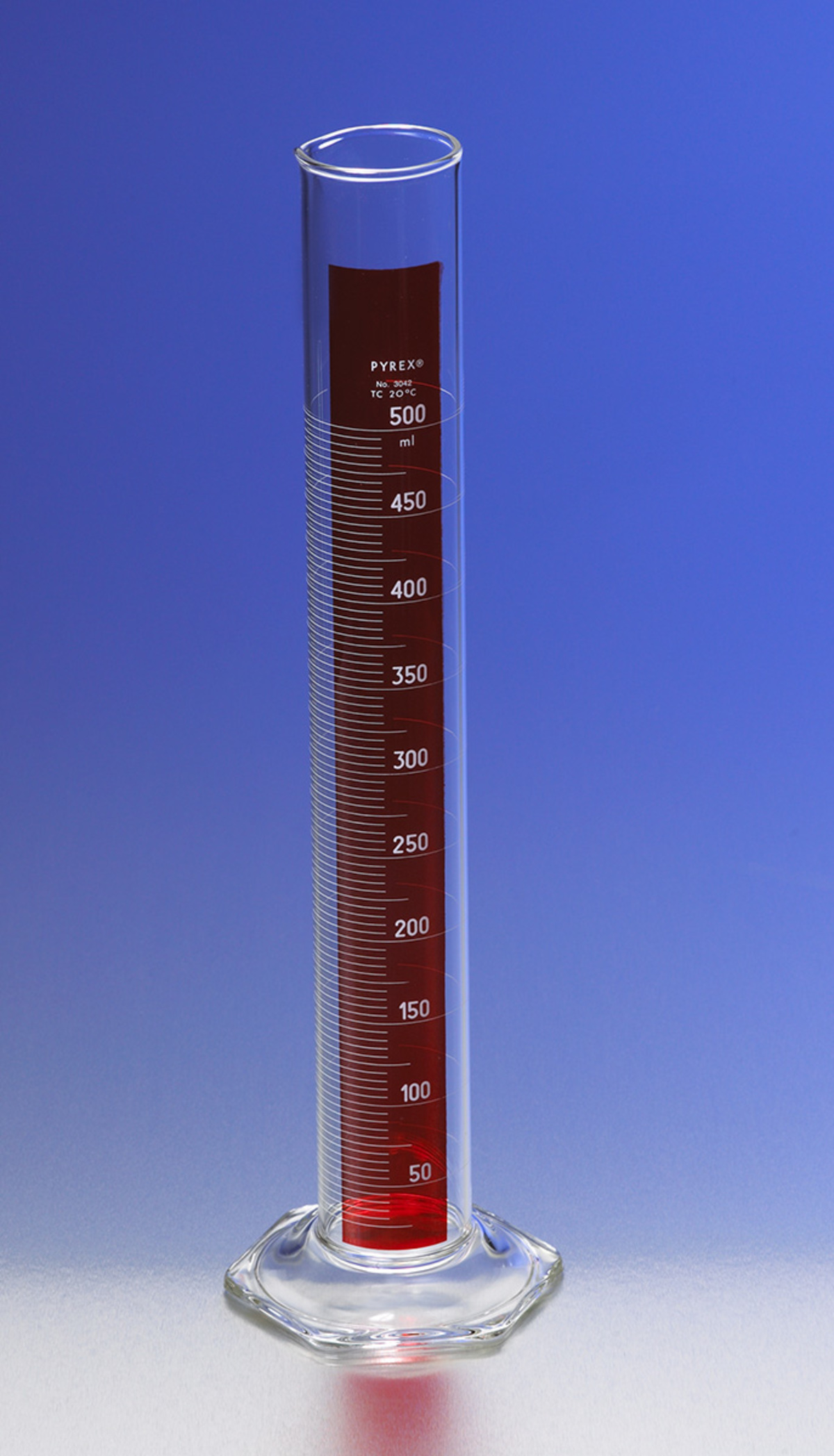 PYREX® 100 mL Single Metric Scale Graduated Cylinders, Lifetime Red™, TC