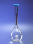 PYREX® 100 mL Class A Lifetime Red Volumetric Flask with Polyethylene Snap-Cap