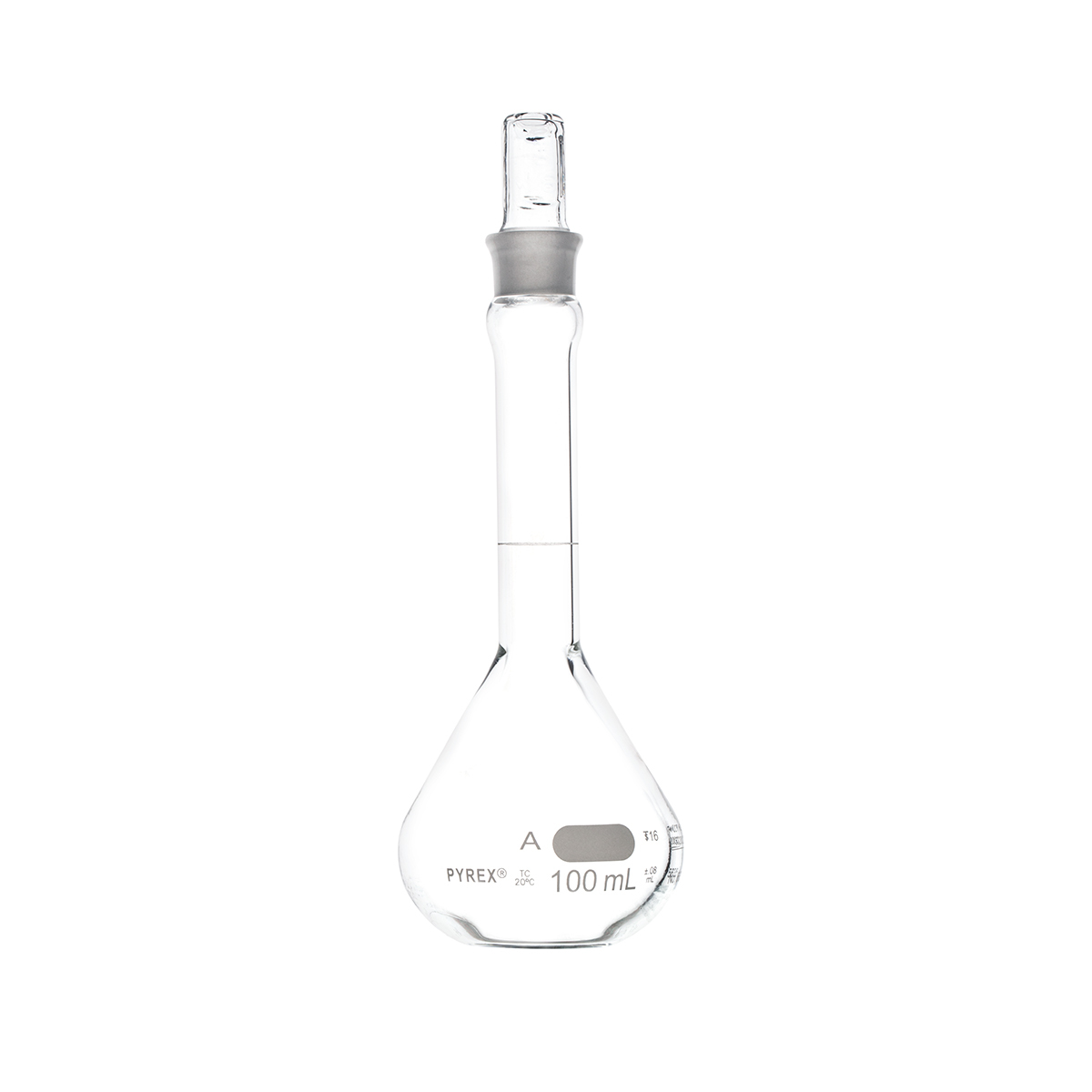 PYREX® 100 mL EZ Access™ Wide Mouth Volumetric Flask, Class A, Heavy Duty, with Glass Standard Taper Stopper